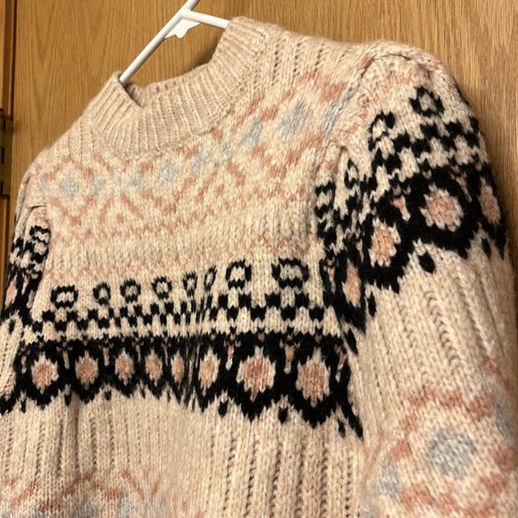 NWOT ASTR THE LABEL Maria Knit Sweater - Medium, Ivory/black/pink Fair Isle - Picture 6 of 10